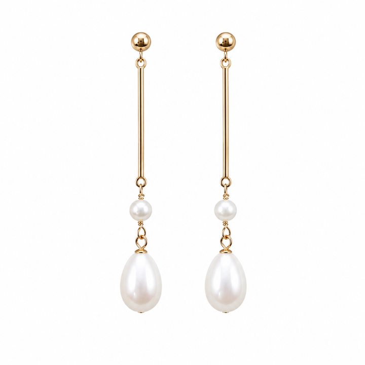 Minimalist Teardrop Pearl Bridal Earrings