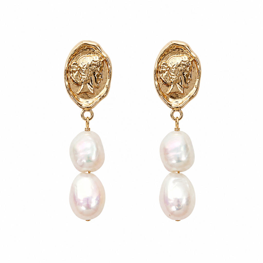 Vintage Baroque Pearl Drop Bridal Earrings