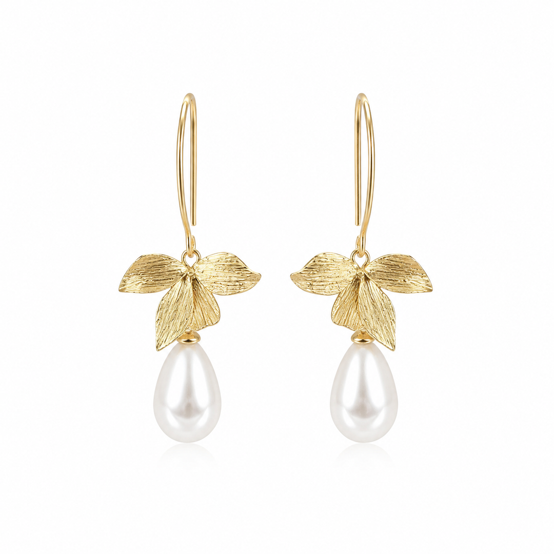 Vintage Floral Gold Filled Hook Drop Earrings
