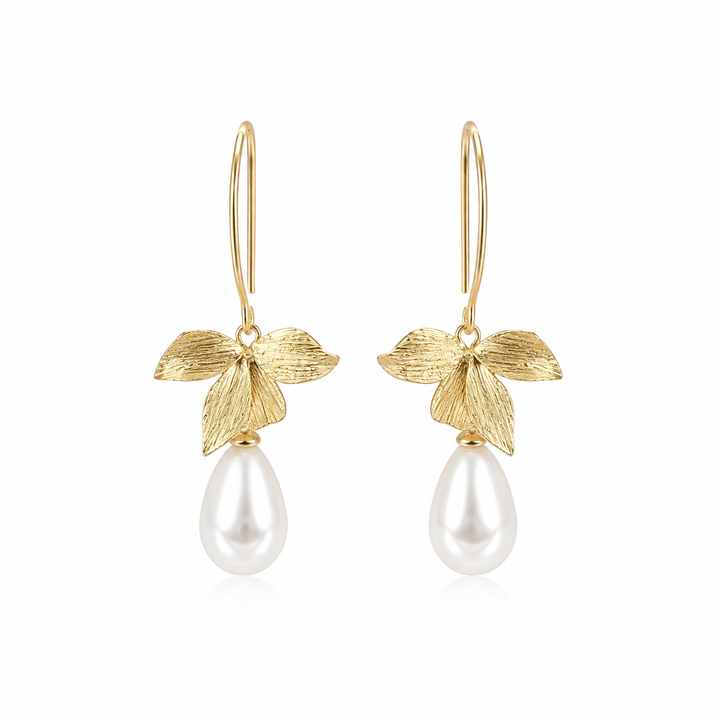 Vintage Floral Gold Filled Hook Drop Earrings