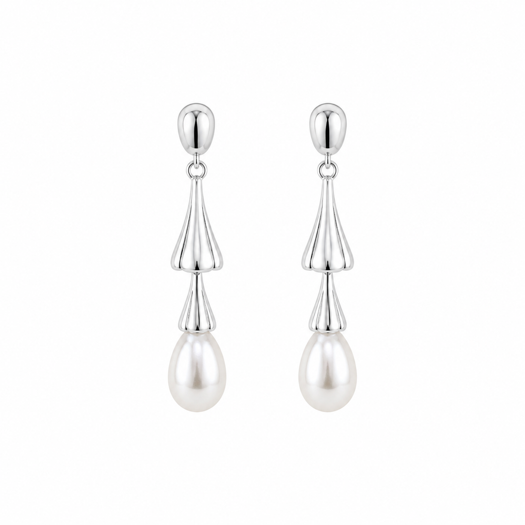 Vintage Teardrop Pearl Bridal Drop Earrings