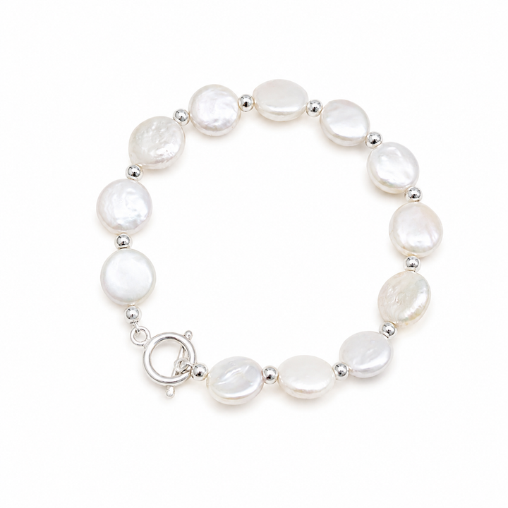 Genuine Coin Baroque Pearls Beaded Bridal Bracelet