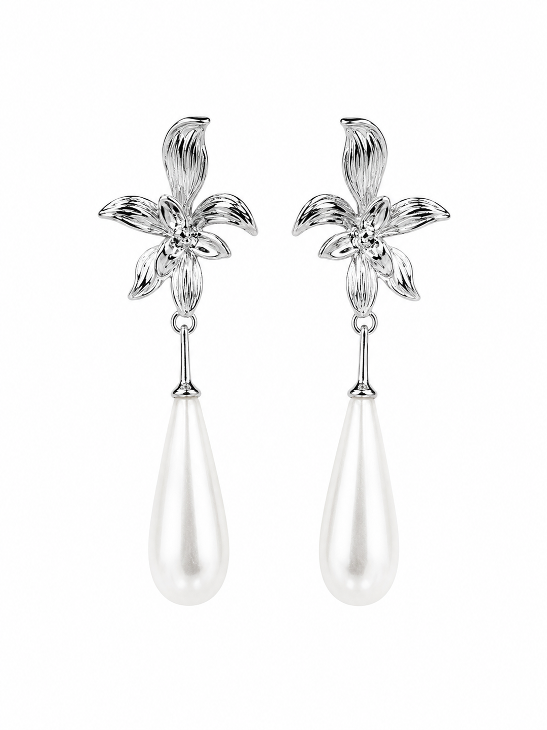 Vintage Floral Pearl Drop Earrings