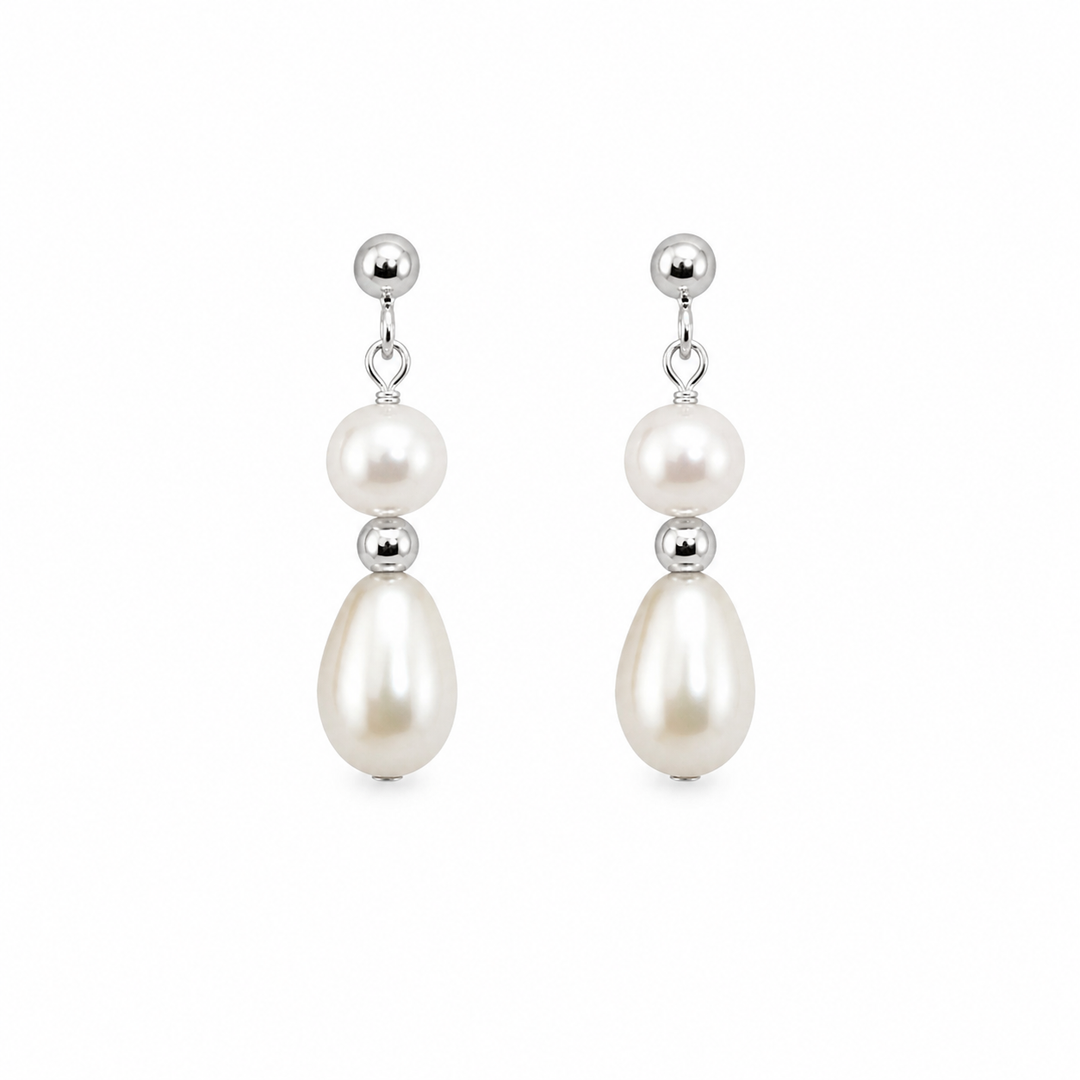 Baroque Pearl Gold Ball Bridal Drop Earrings