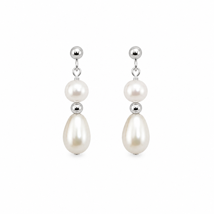 Baroque Pearl Gold Ball Bridal Drop Earrings