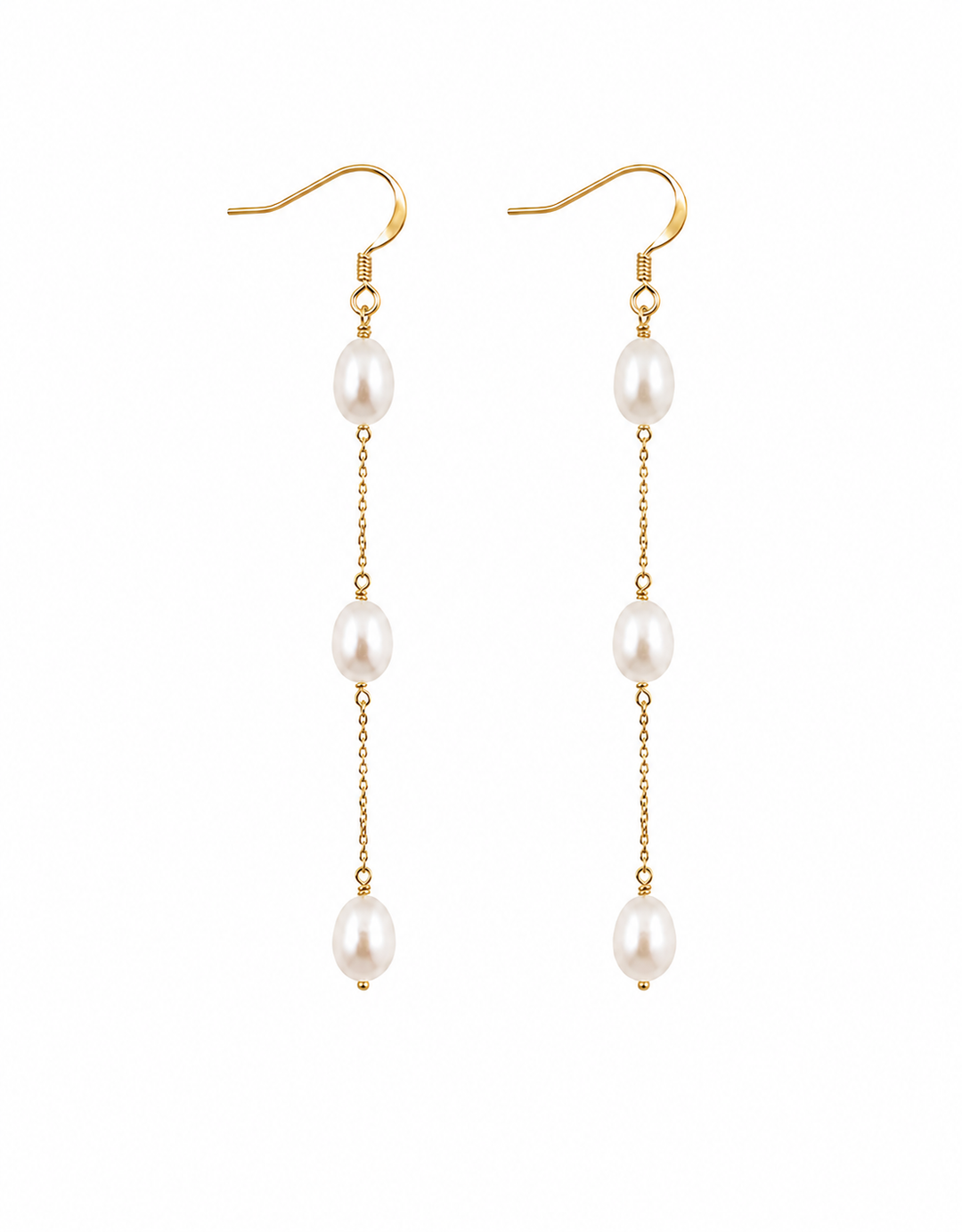 Rice Pearl Bridal Long Drop Earrings