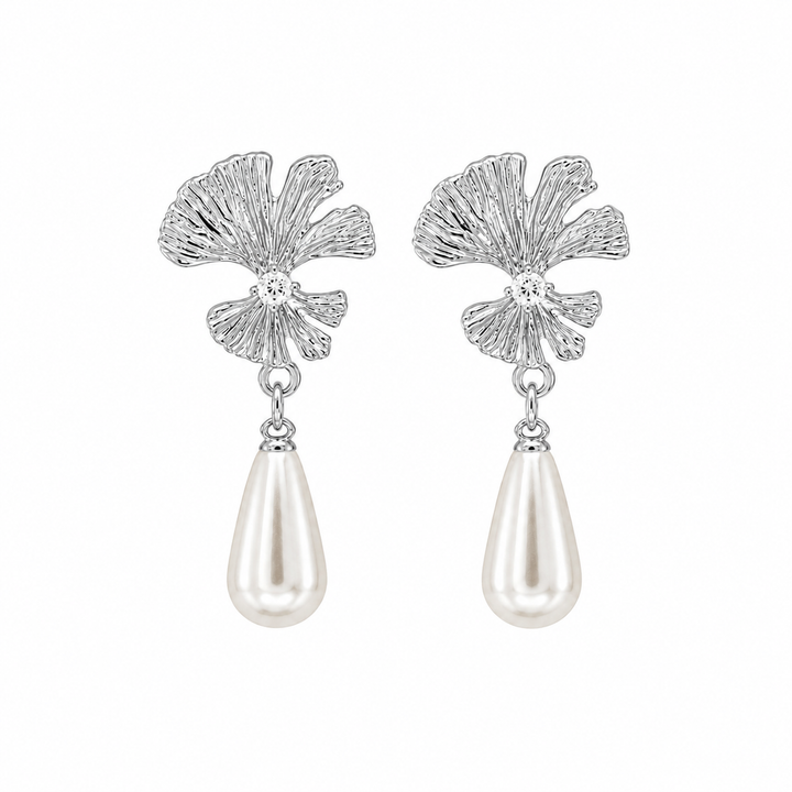 Maple Zircon Pearls Drop Bridal Earrings