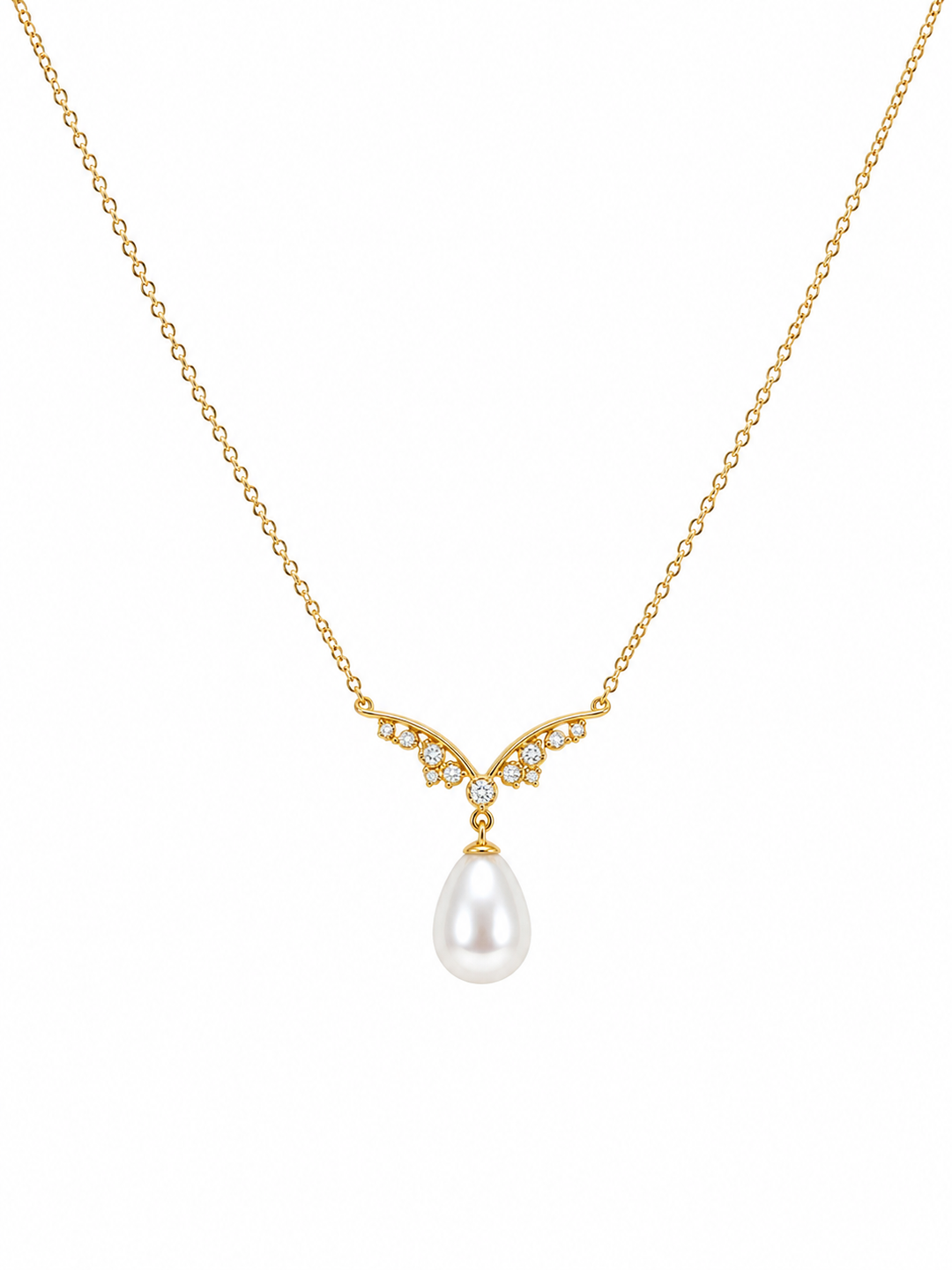 18K Gold Vermeil Teardrop Pearl Necklace for Women