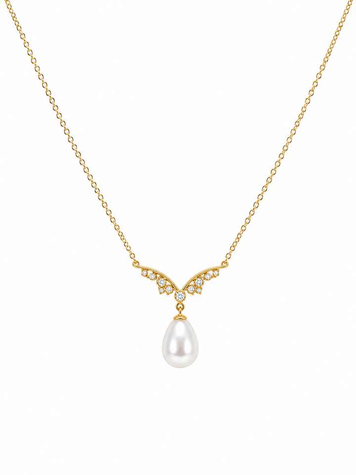 18K Gold Vermeil Teardrop Pearl Necklace for Women