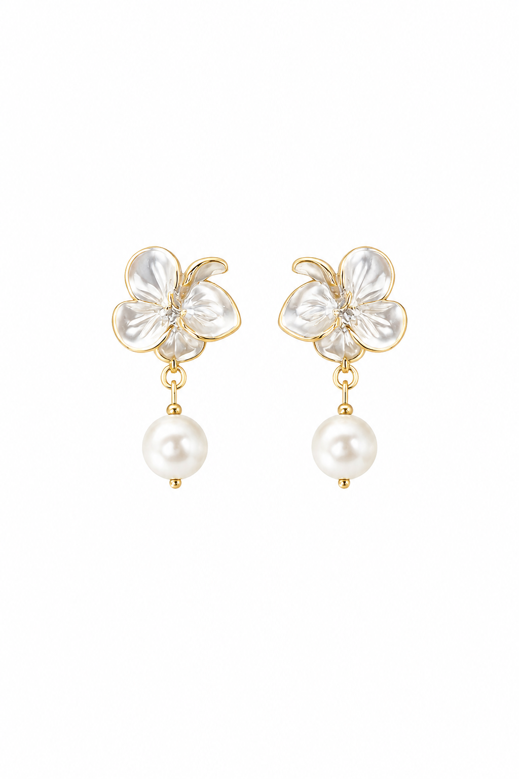 Orchid Floral Pearl Drop Bridesmaids Earrings