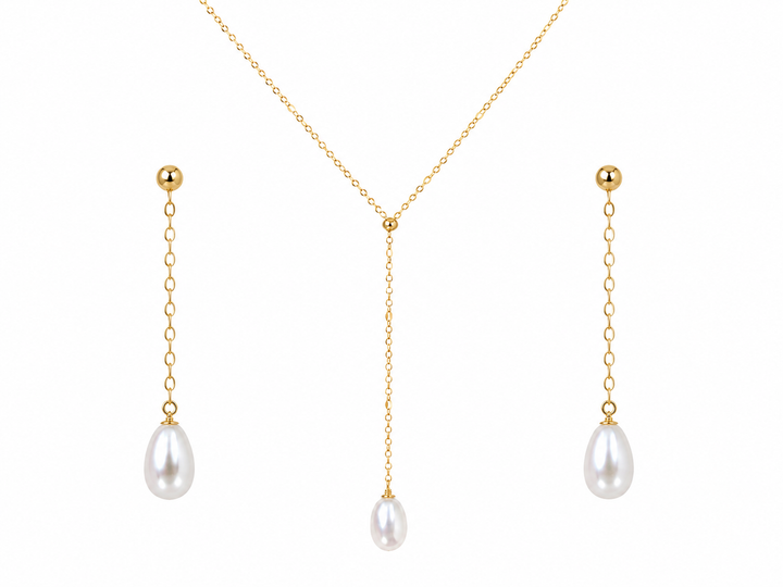 Amélie Teardrop Pearls Gold Filled  Bridal Jewelry Set