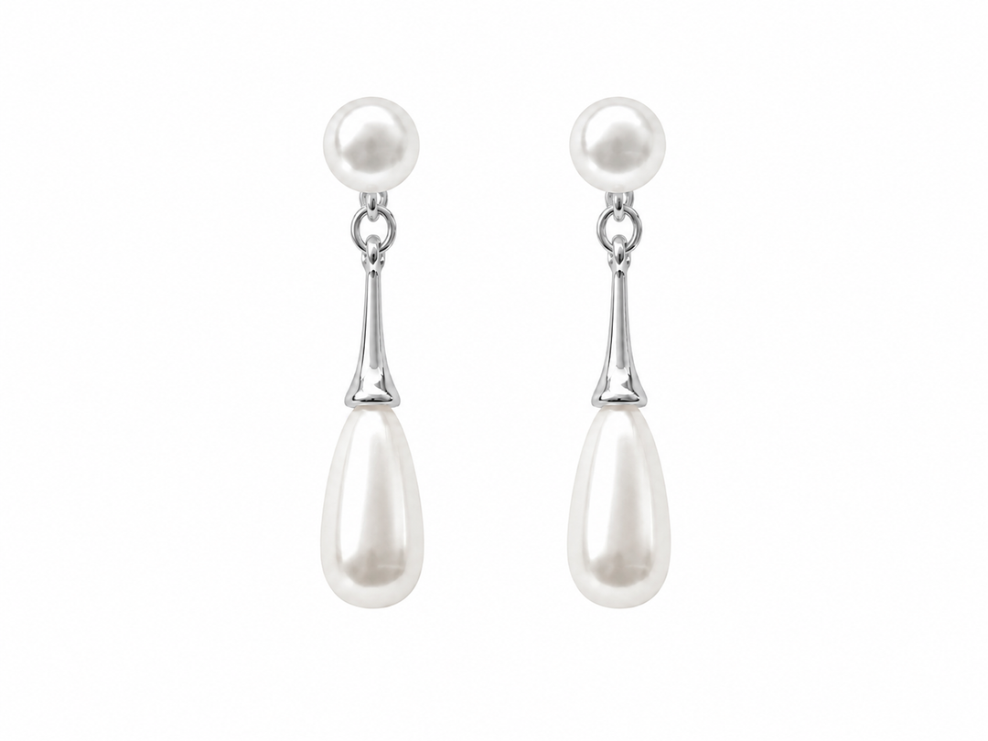 Classic Teardrop Pearl Bridal Drop Earrings
