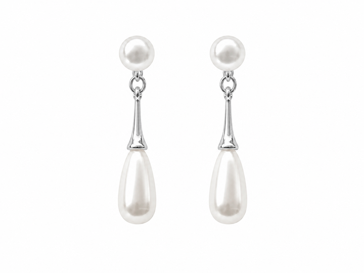 Classic Teardrop Pearl Bridal Drop Earrings