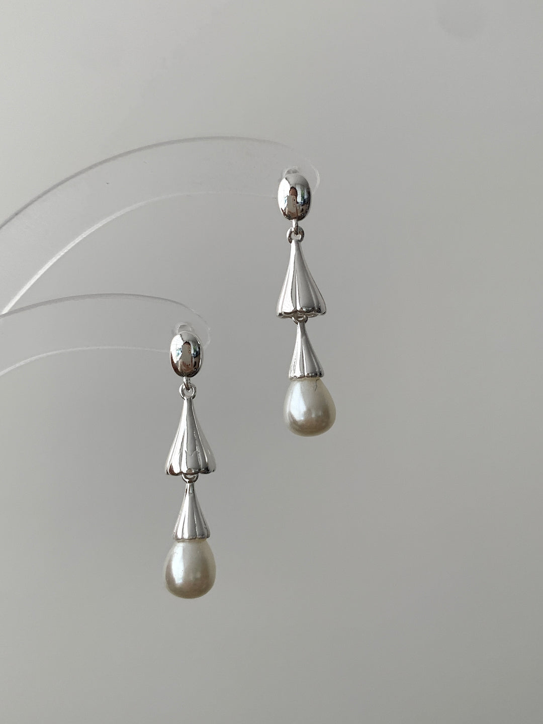 Vintage Teardrop Pearl Bridal Drop Earrings