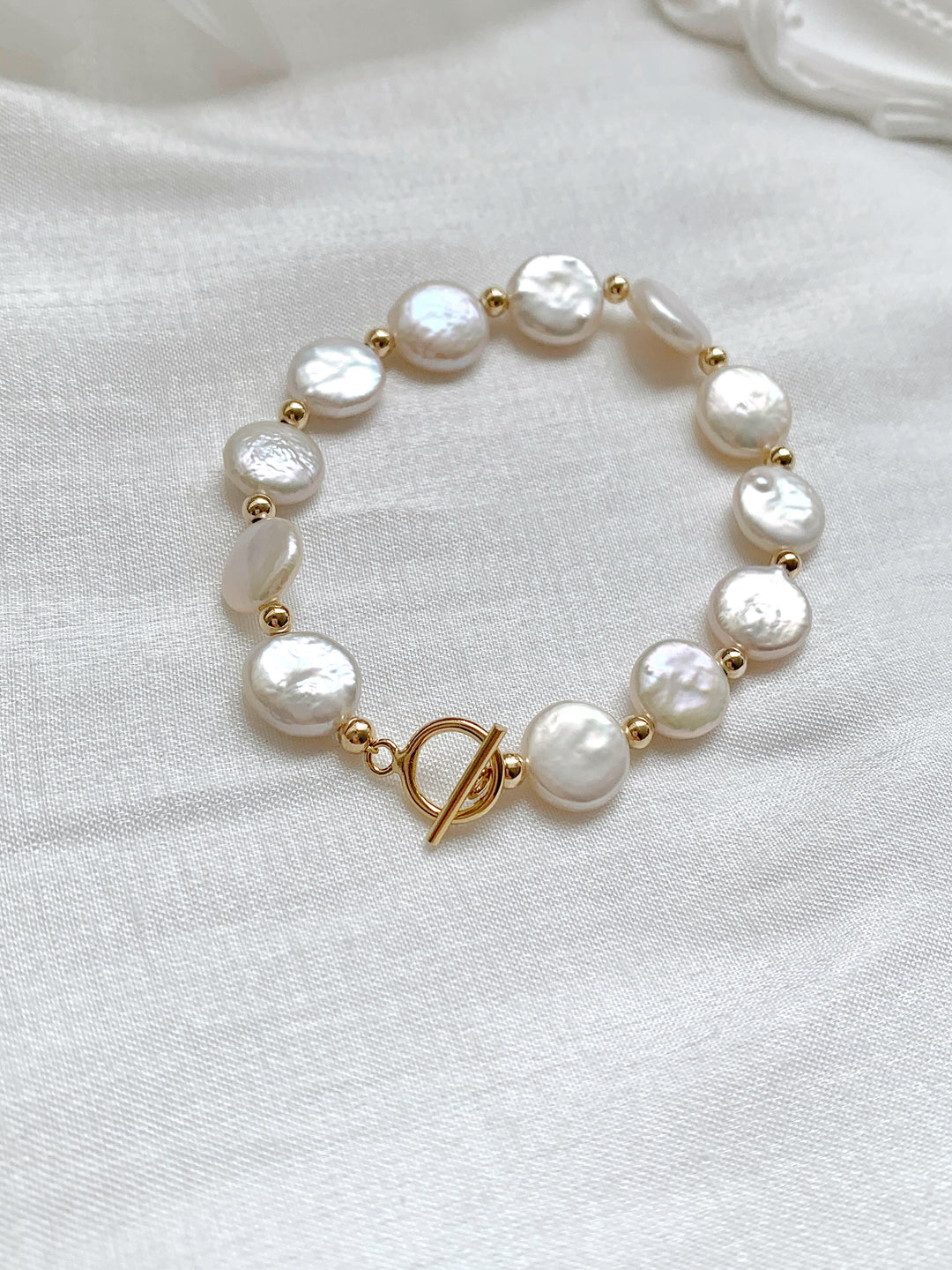 Genuine Coin Baroque Pearls Beaded Bracelet