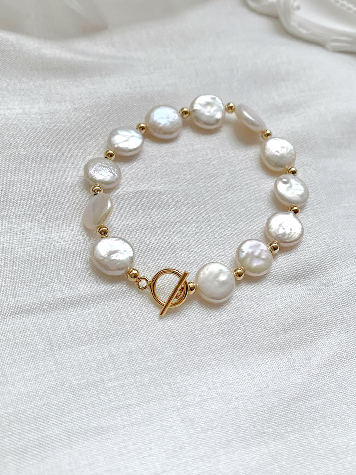 Genuine Coin Baroque Pearls Beaded Bracelet