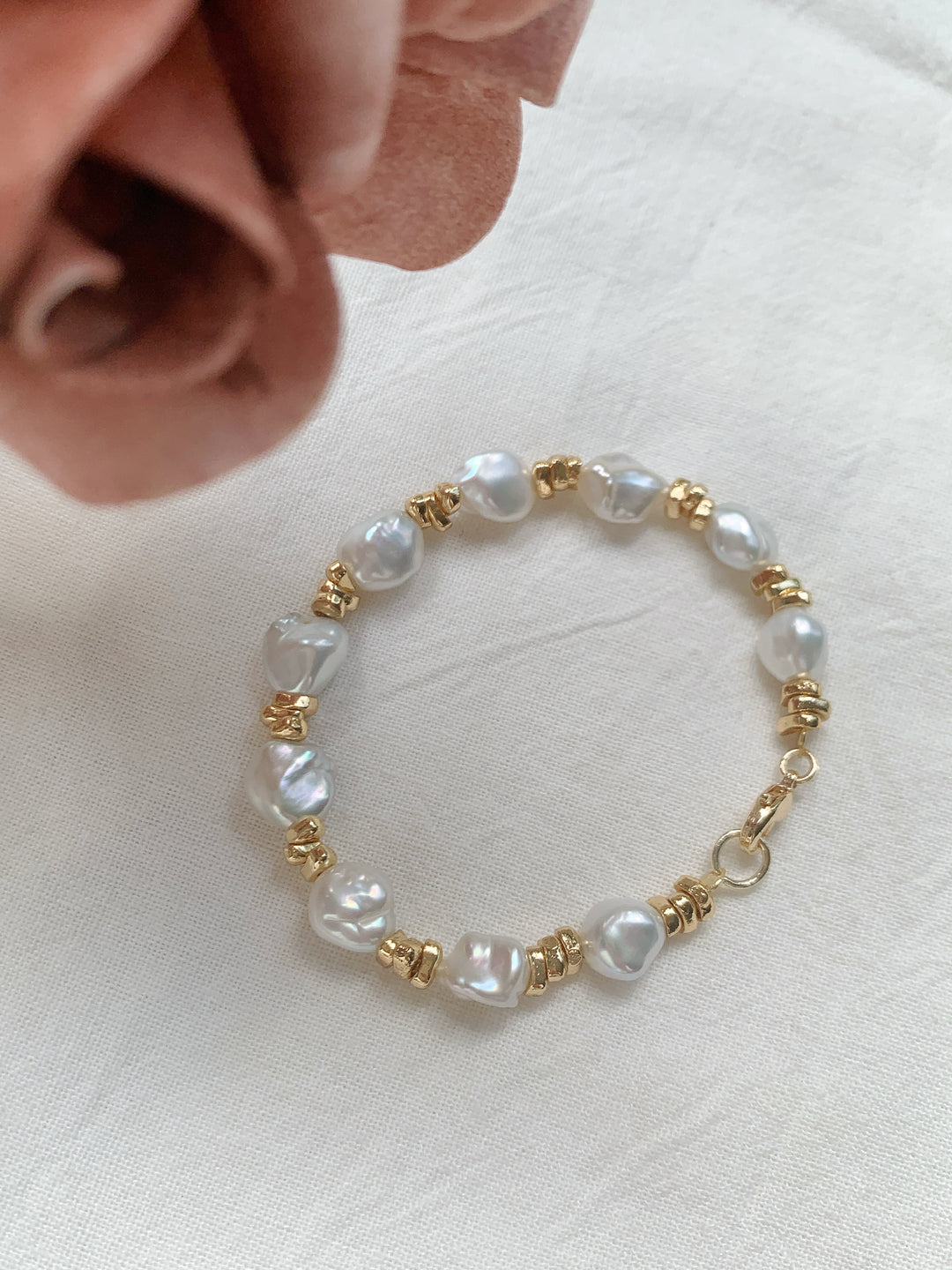 Genuine Baroque Pearls Beaded Bridal Bracelet